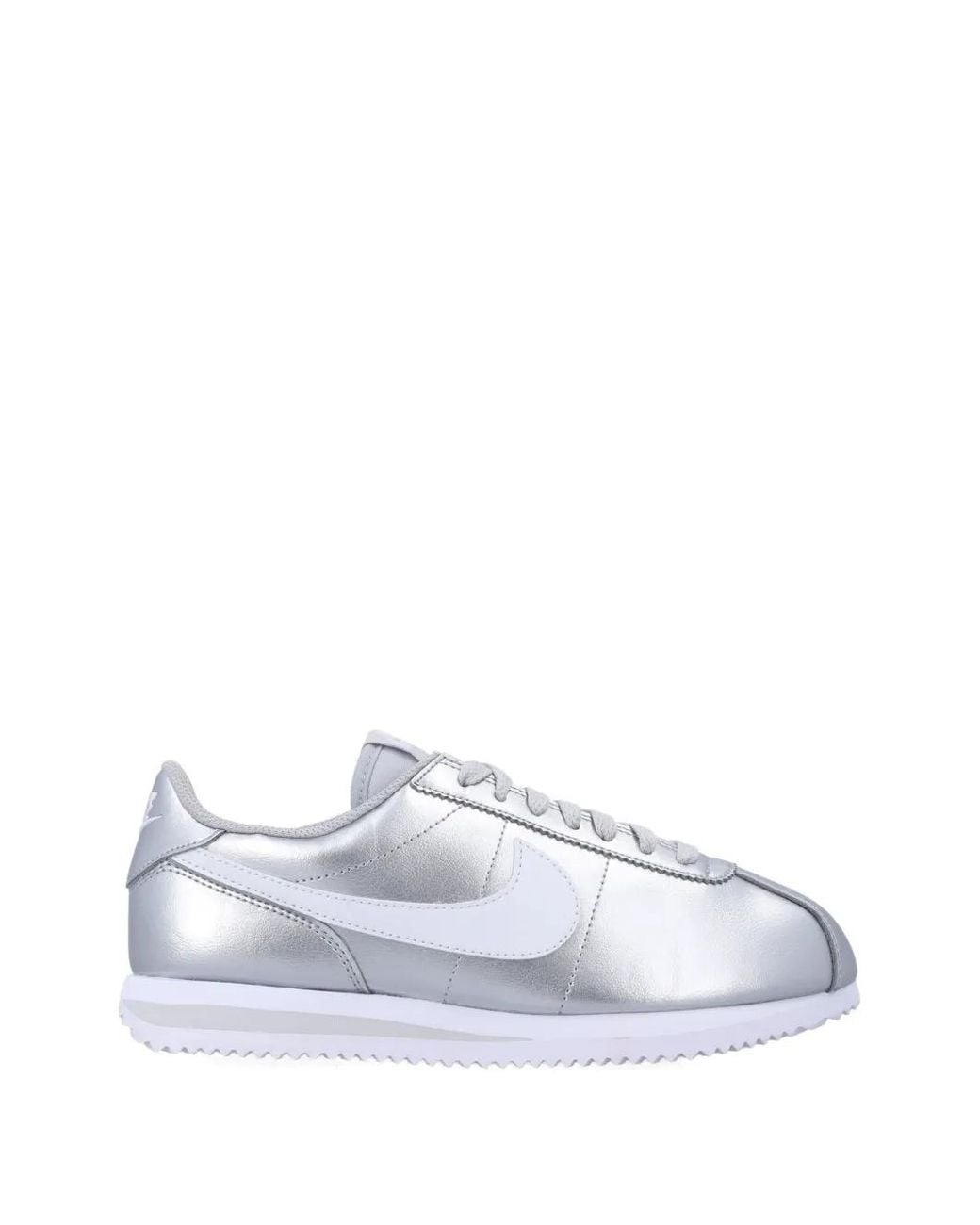 Nike White Baskets Cortez À Effet Métallisé
