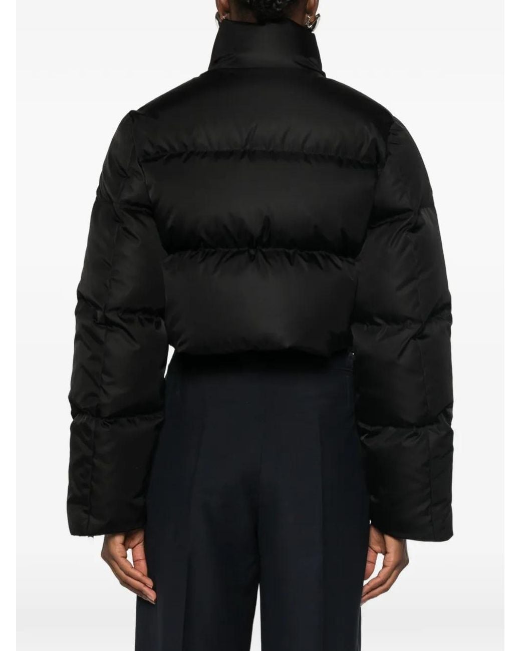Prada Black Doudoune Re-Nylon À Coupe Crop