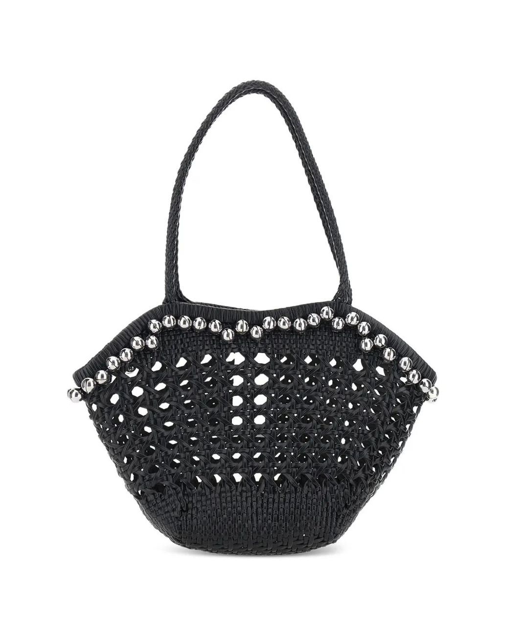 OSOI Black Lip Woven Bead-Embellished Shoulder Bag