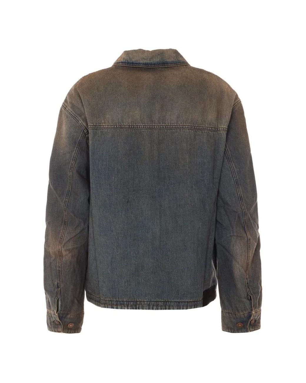 Amiri Gray Lea Bones Zip-Up Denim Jacket for men