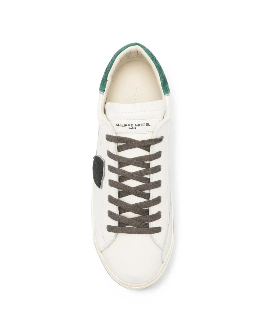 Philippe Model White Distressed Logo-Patch Sneakers for men