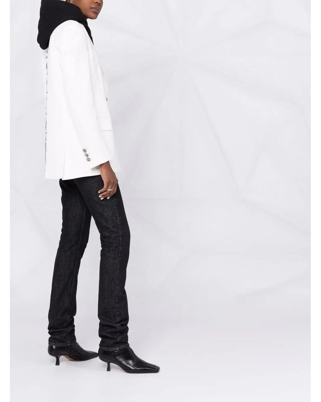 Philipp Plein White Embellished Single-Breasted Blazer
