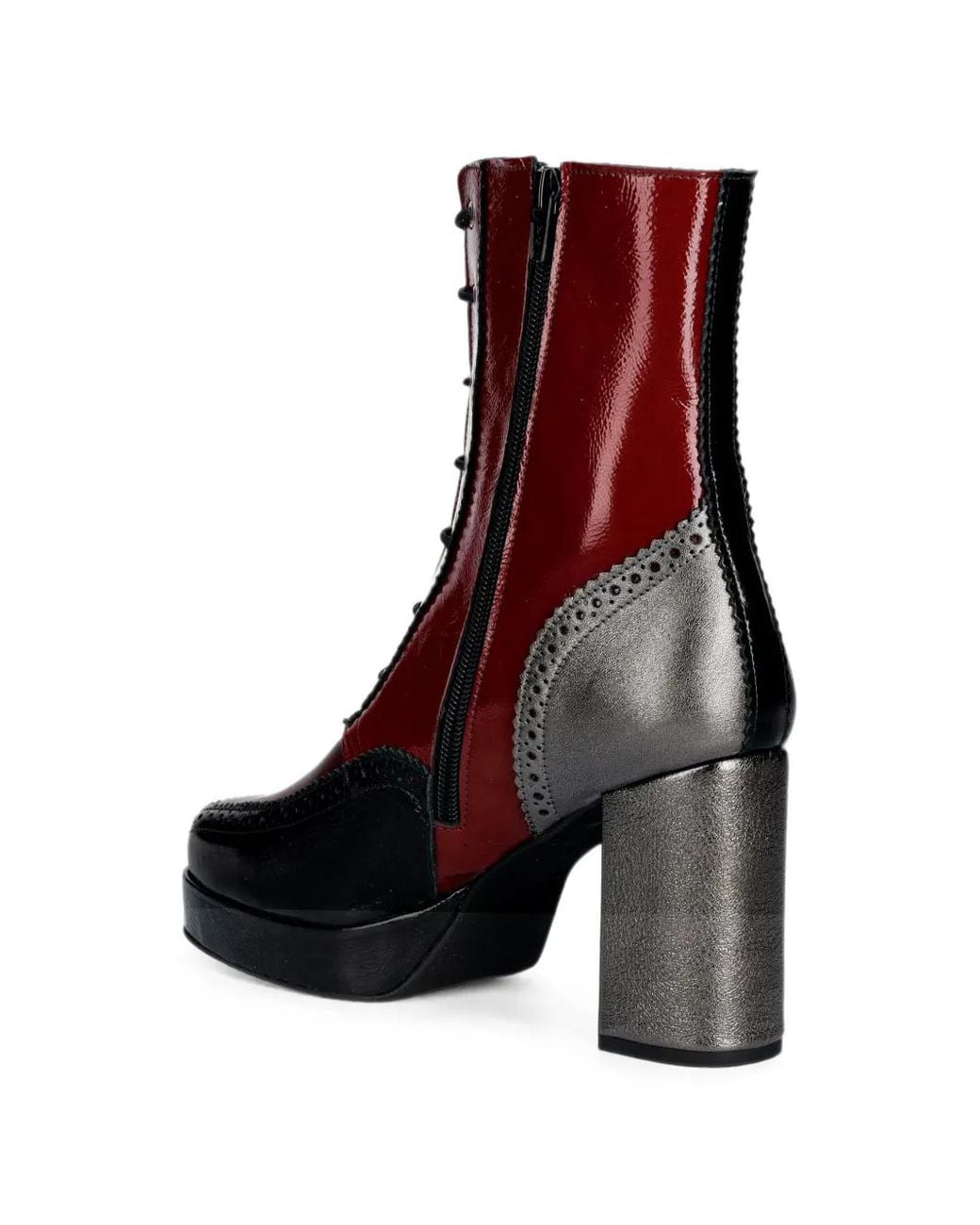 Fly London Red Brogue-Detail Lace-Up Boots