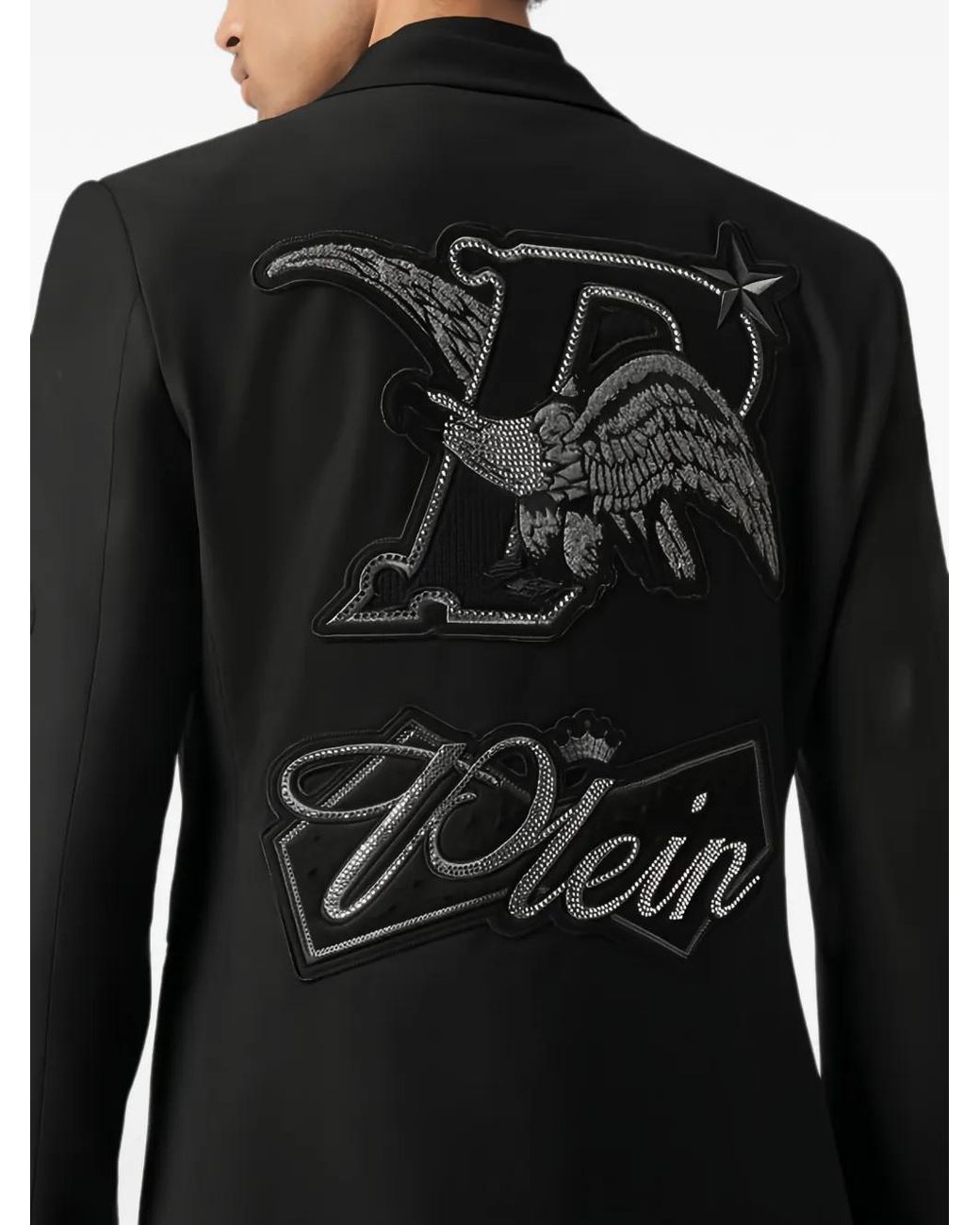 Philipp Plein Black Embroidered Blazer for men