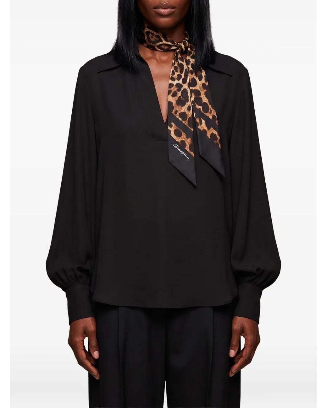 SUTTON NEW YORK Black V-Neck Long-Sleeve Blouse