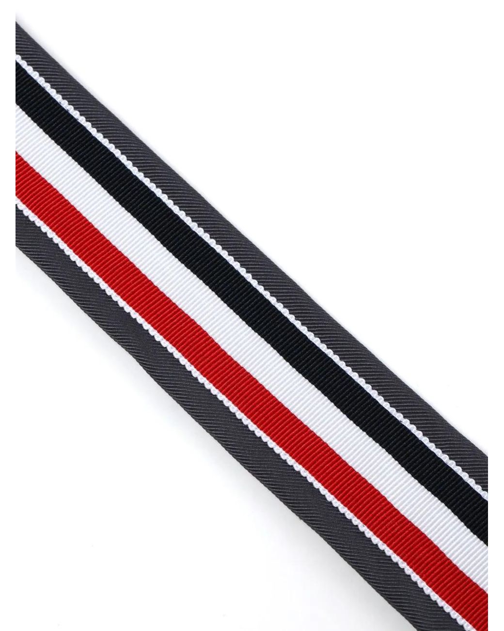 Thom Browne Gray Rwb Stripe Necktie for men