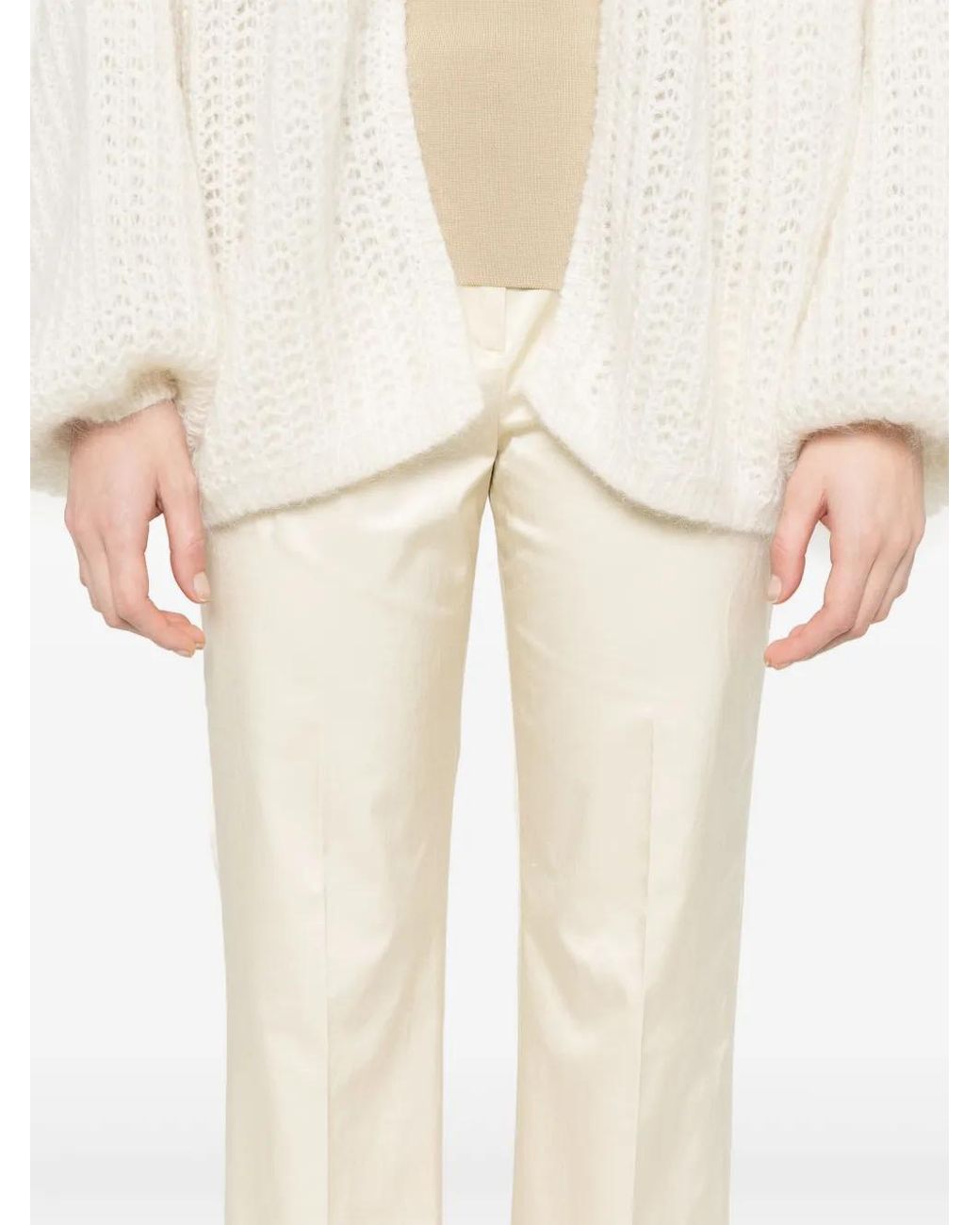 Totême White Straight Cropped Trousers