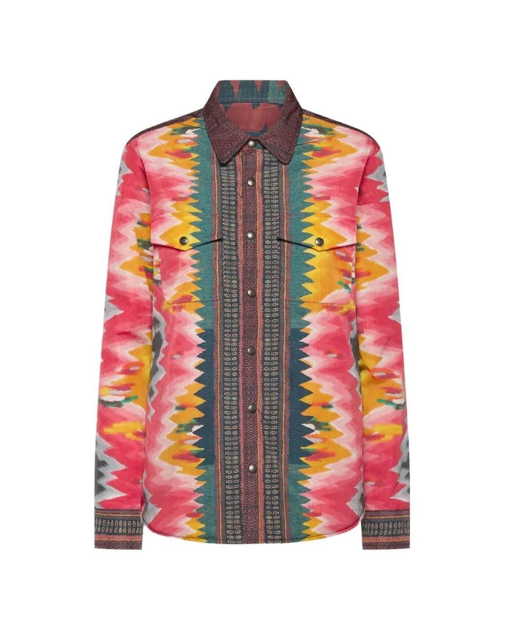 Pierre Louis Mascia Pink Integmosfre Zigzag-Pattern Long-Sleeve Shirt