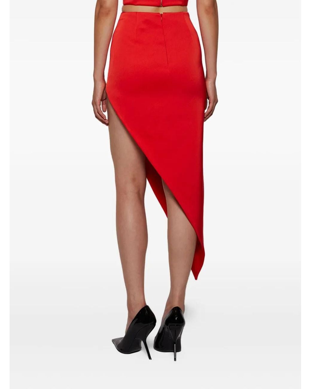 David Koma Red Asymmetric Skirt