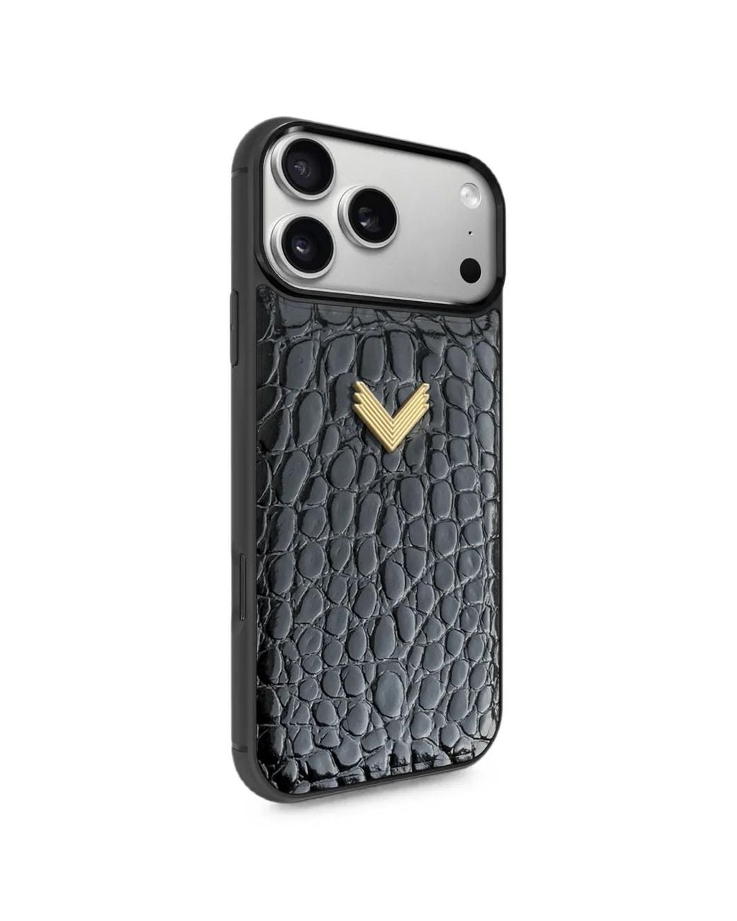 Velante Black Croc-Effect Leather Iphone 18 Pro Case