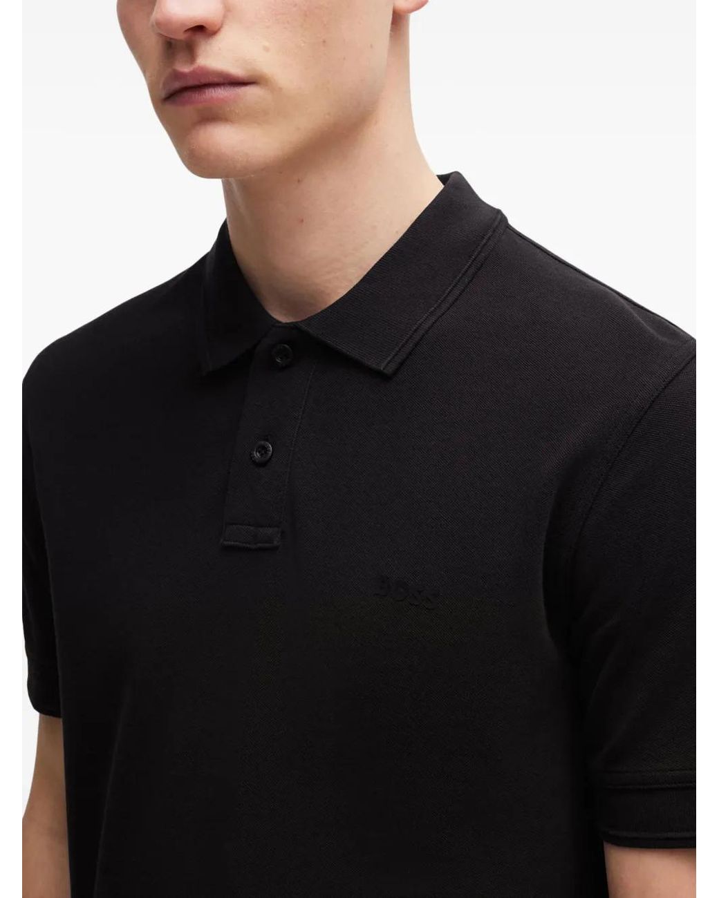 Boss Black Logo-Print Cotton Polo Shirt for men