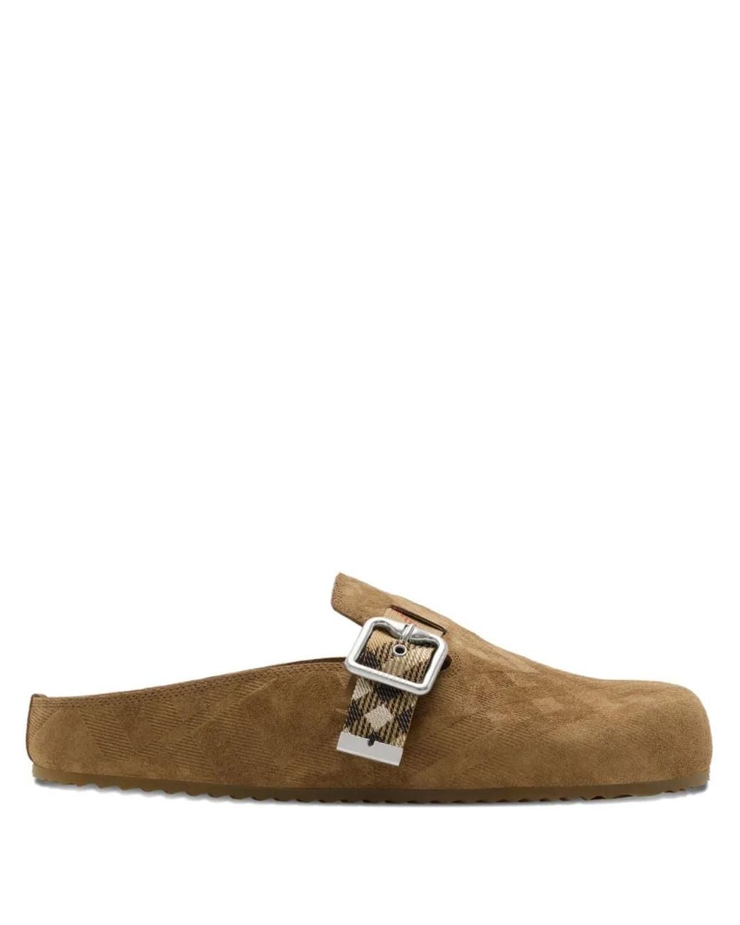 Burberry Brown Check Suede Urchin Clogs