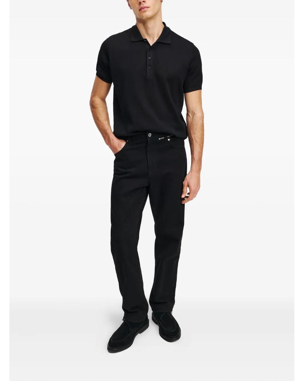 Karl Lagerfeld Black Logo-Patch Jeans for men