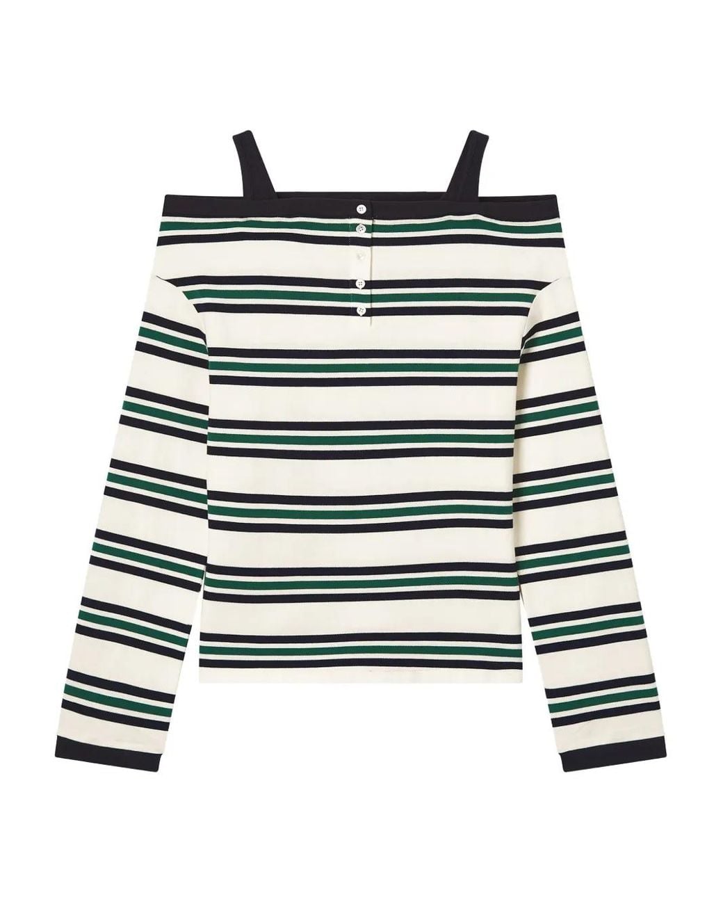 B+ AB Black Off-Shoulder Striped Top