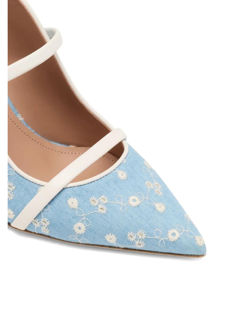 Malone Souliers Blue Maureen Floral-Printed Mules