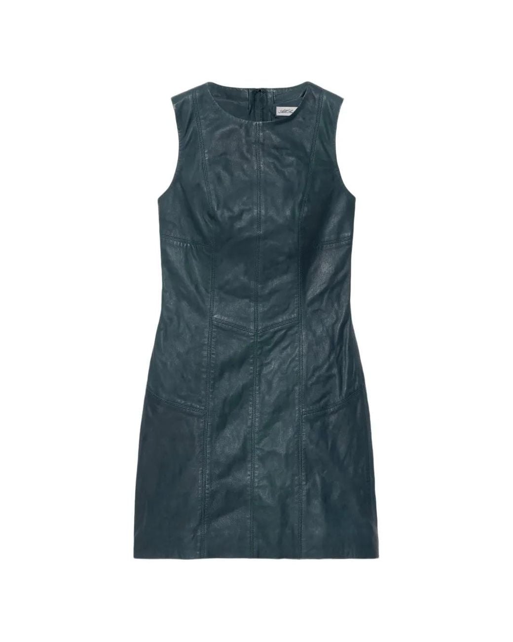 AllSaints Blue Vee Leather Mini Dress