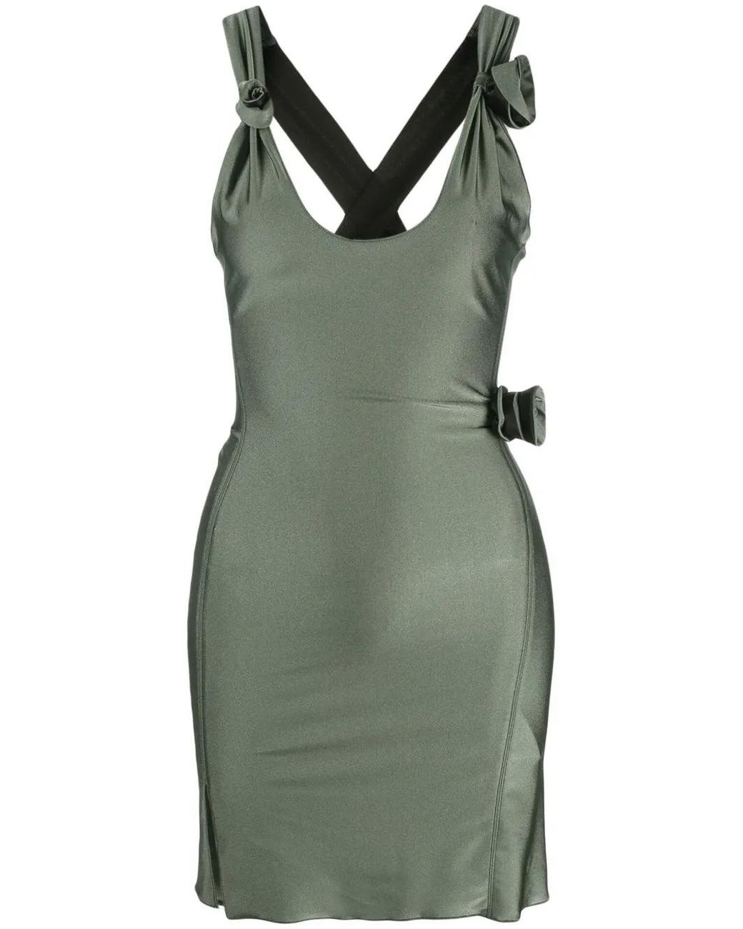 Coperni Green Crossover Strap Minidress