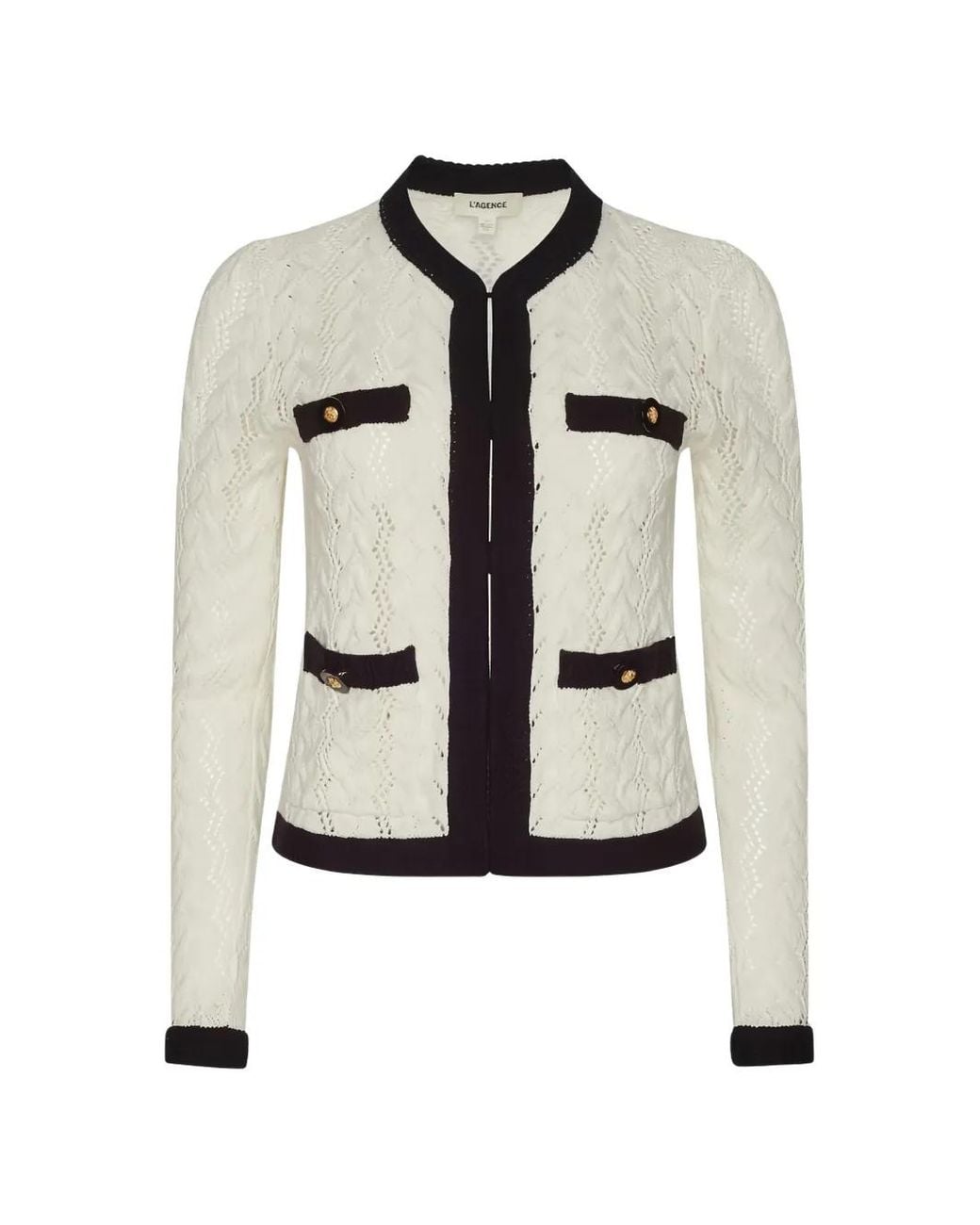 L'Agence White Zephyra Pointelle Cardigan