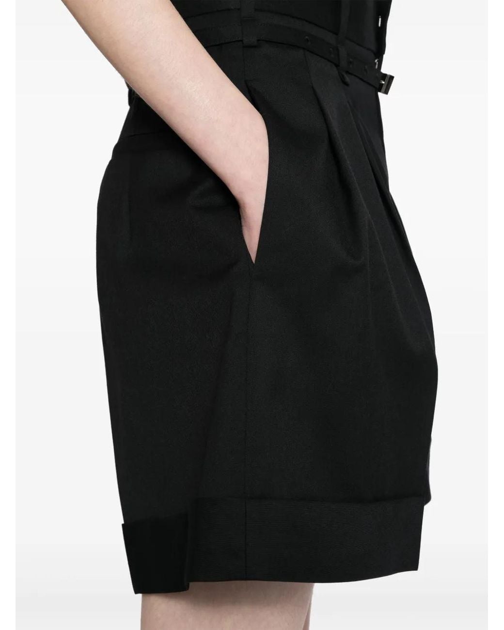 JNBY Black Wide-Leg Belted Shorts