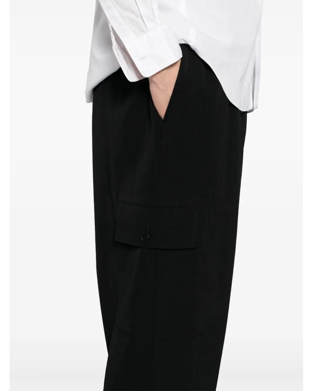 Yohji Yamamoto Black Wool Gabardine Trousers for men