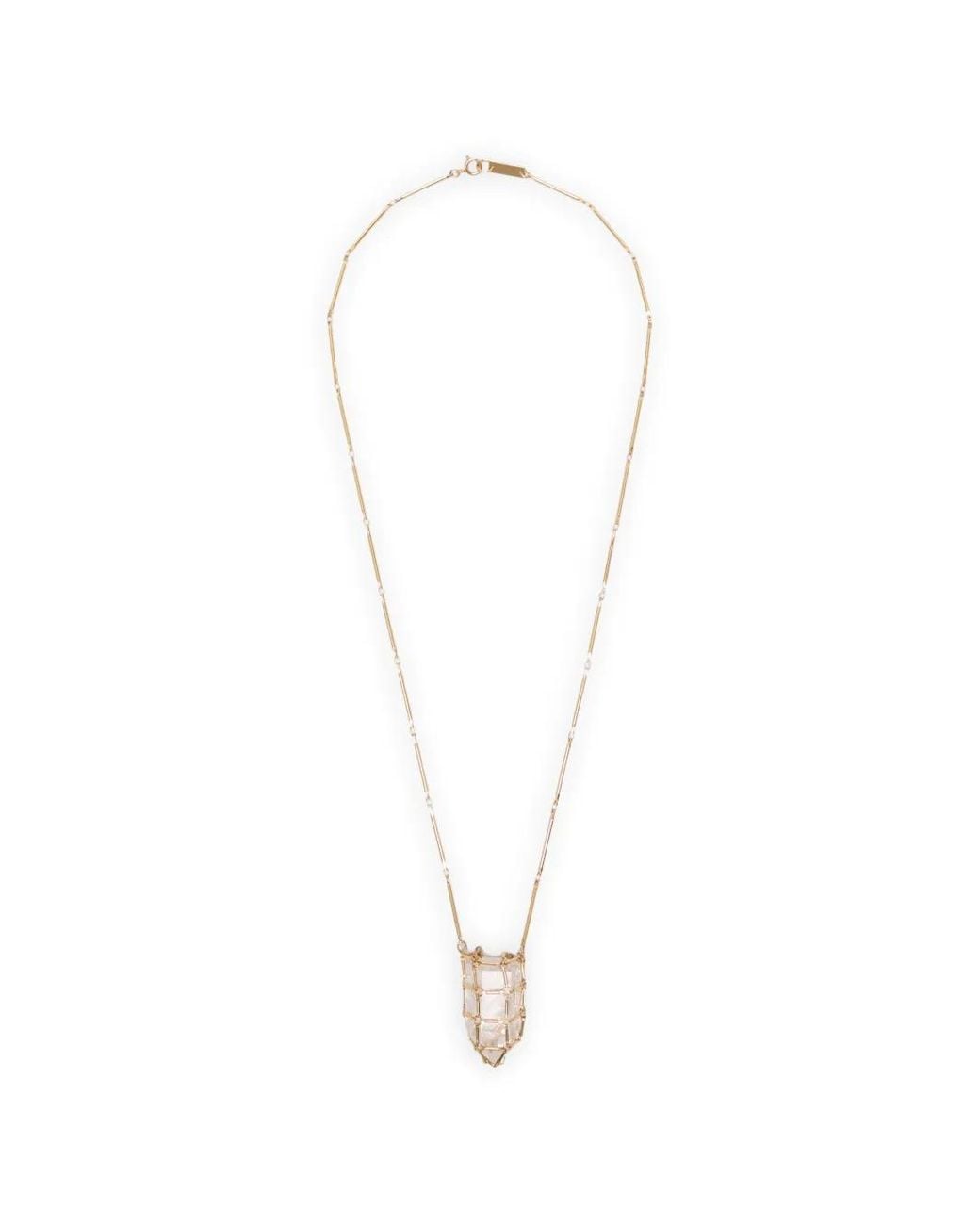 Isabel Marant White Brass Stone Long Necklace