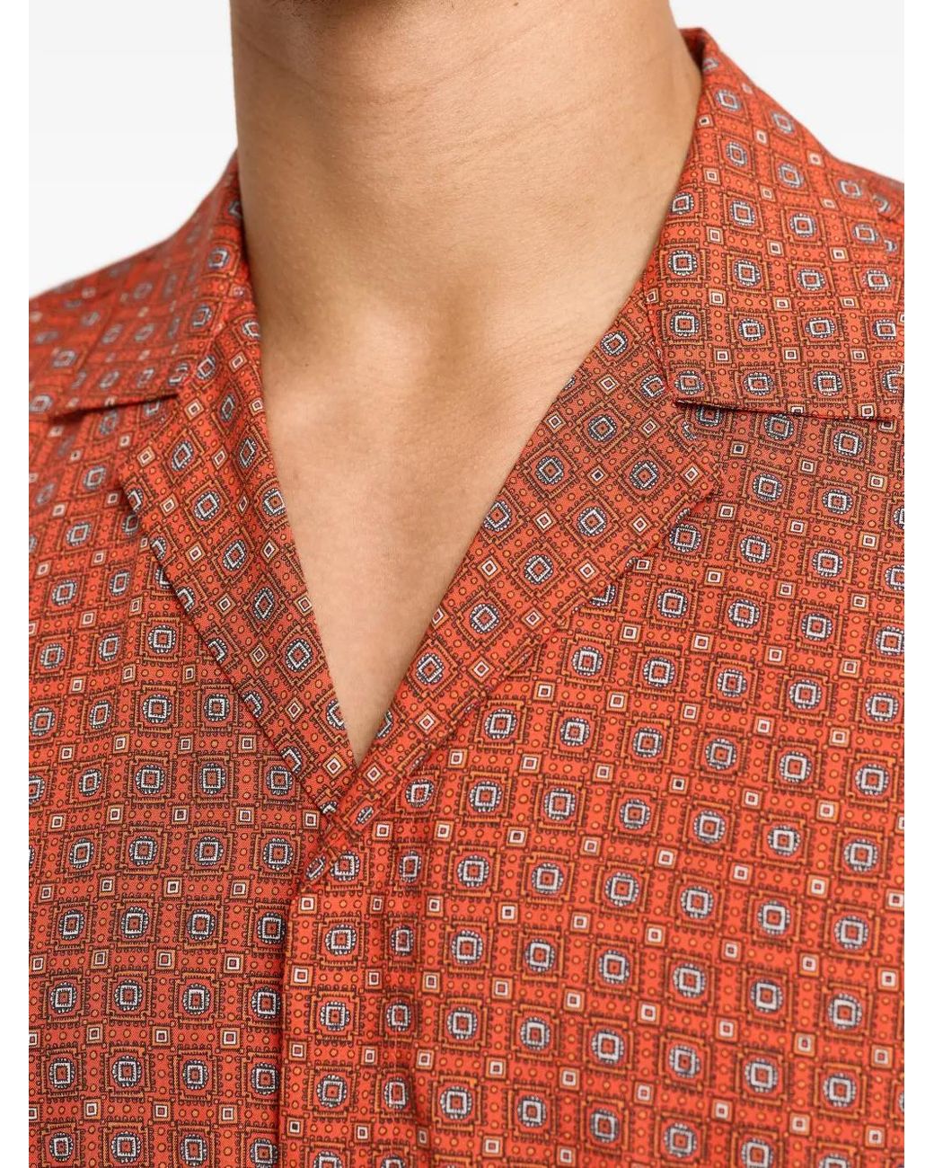 Orlebar Brown Red Maitan Geometric-Print Shirt for men