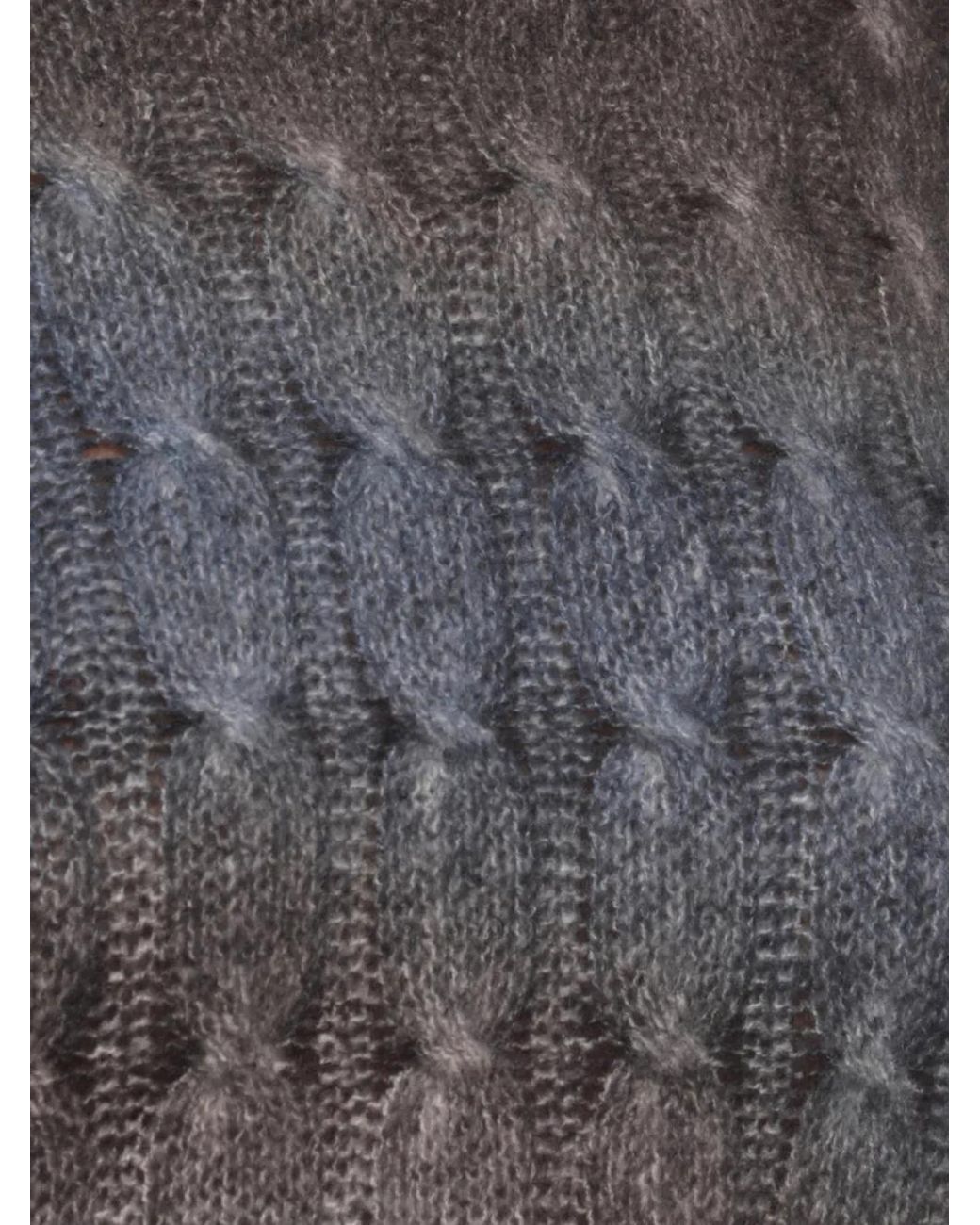 Avant Toi Blue Cable-Knit Roll-Neck Sweater