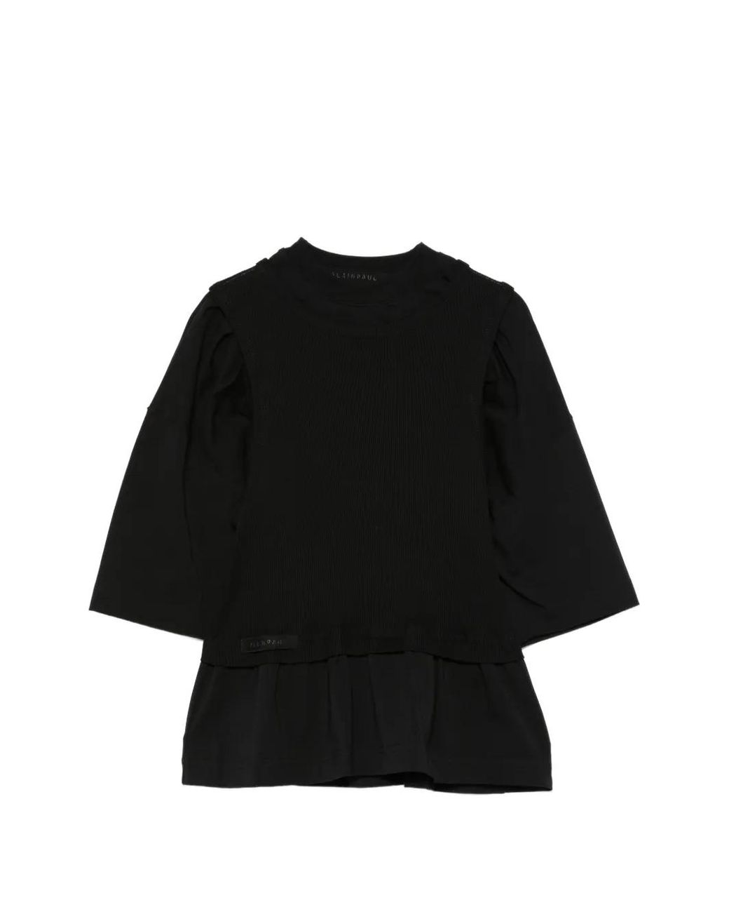 ALAINPAUL Black T-Shirt Péplum À Col Rond