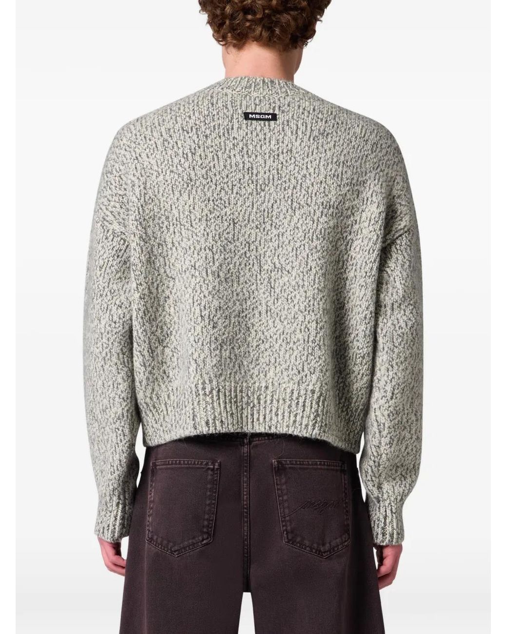 MSGM White Argyle-Pattern Sweater for men