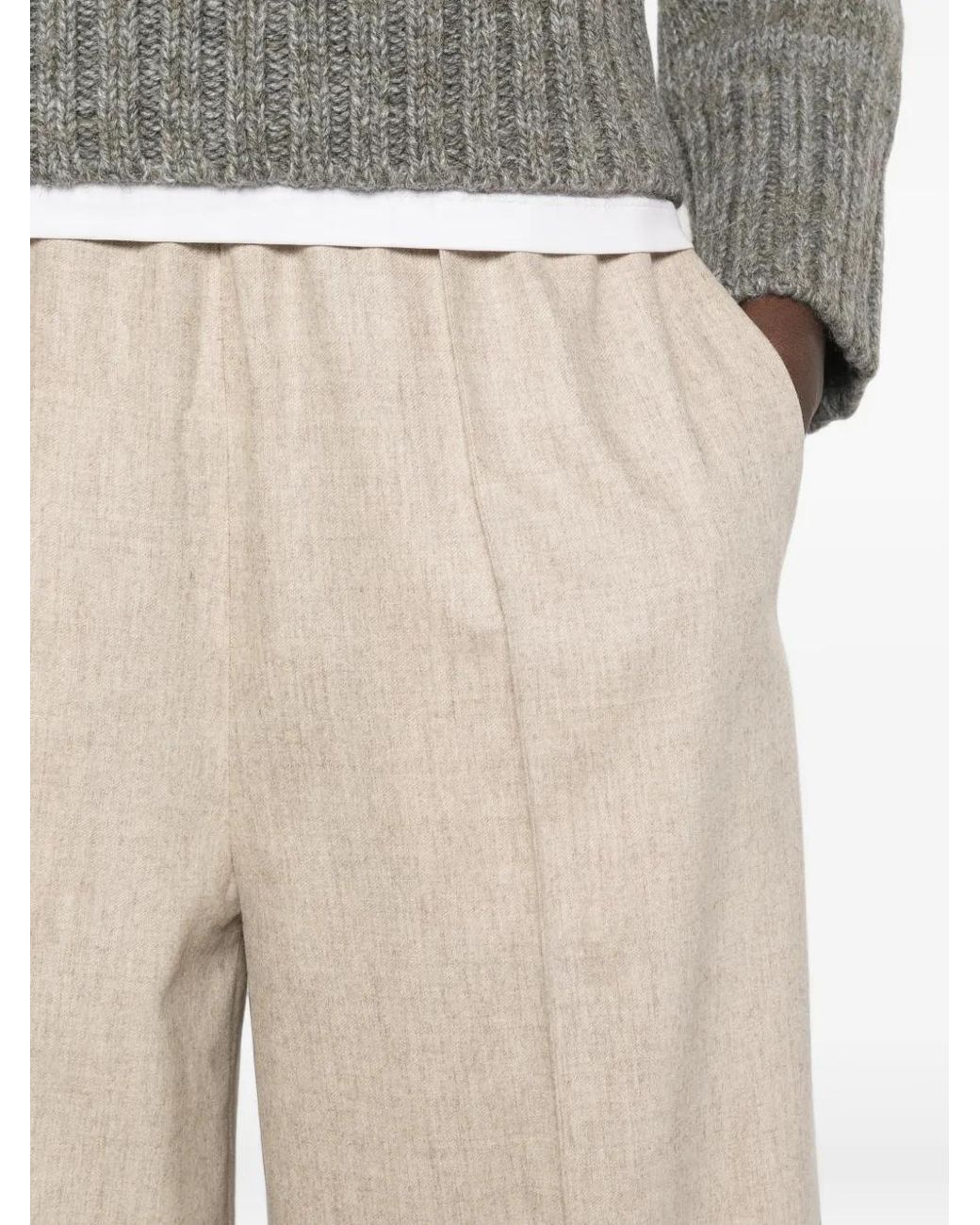 Fabiana Filippi White Pressed-Crease Elasticated-Waist Trousers