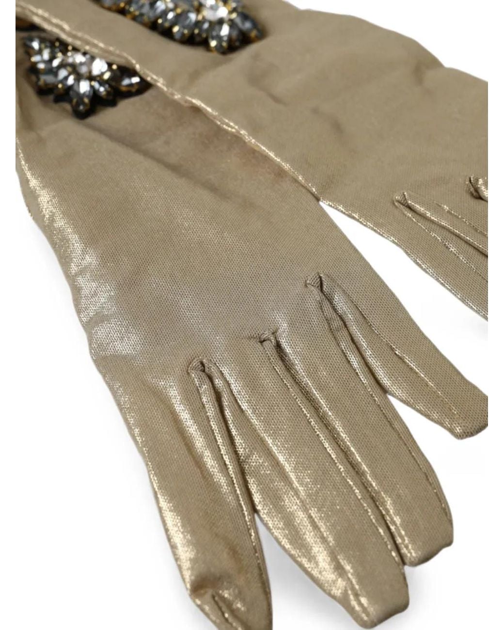 Dolce & Gabbana Metallic Crystal-Embellished Gloves