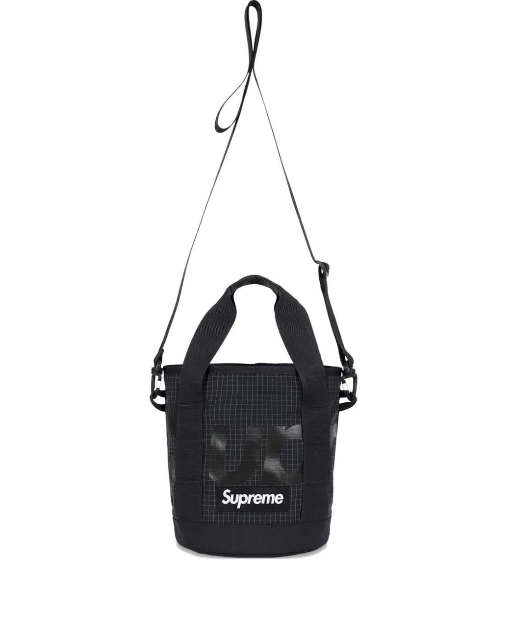 Supreme Black Cinch Grid-Pattern Tote Bag (5L) for men