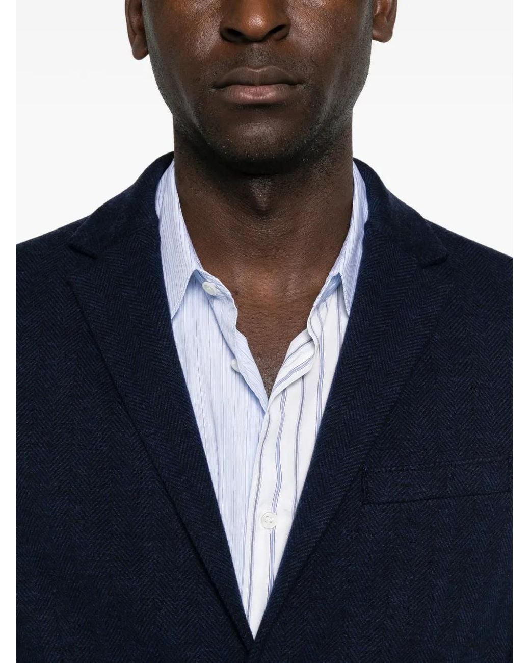 Harris Wharf London Blue Herringbone-Knit Blazer for men