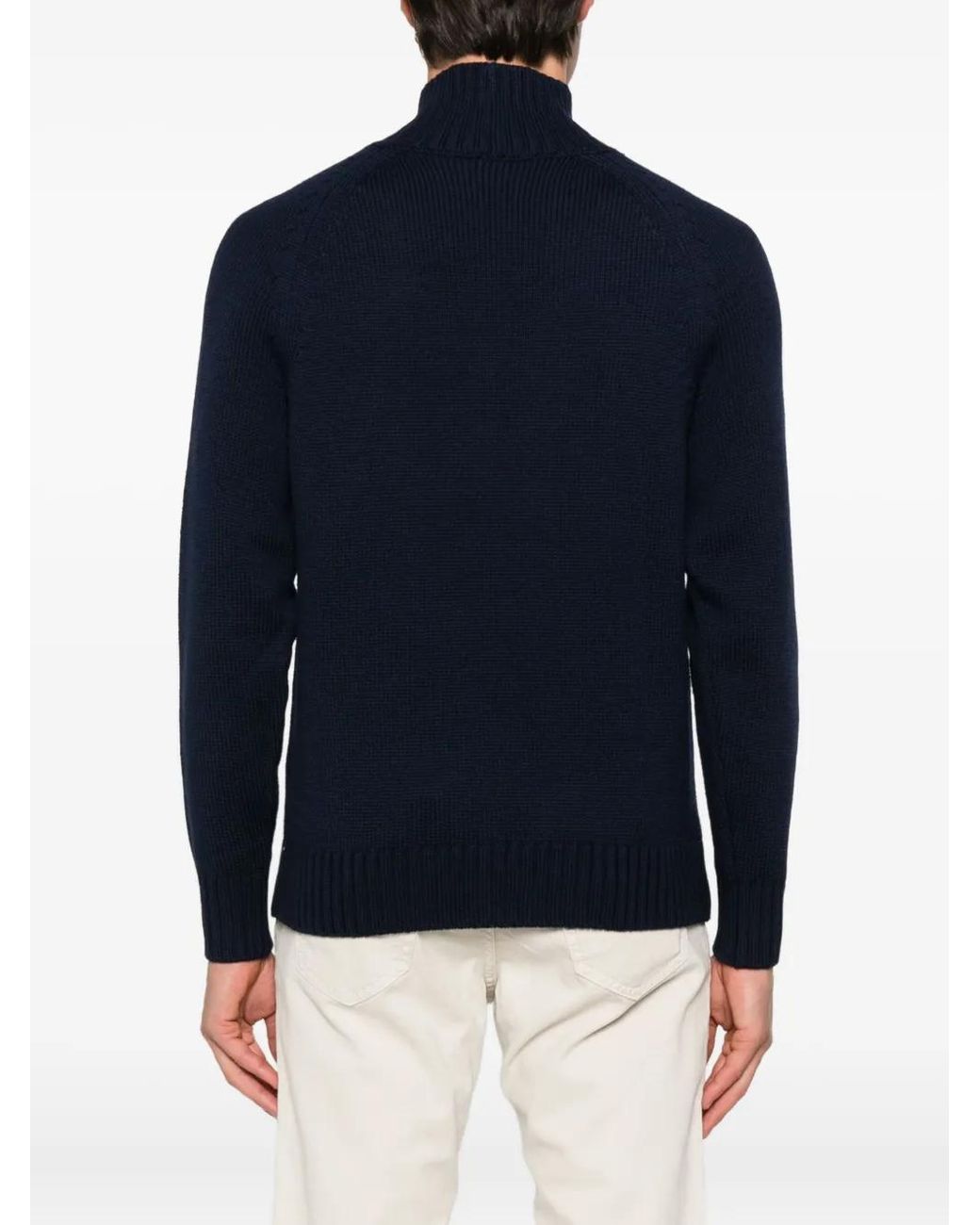 Eleventy Blue High-Neck Long-Sleeve Sweater for men