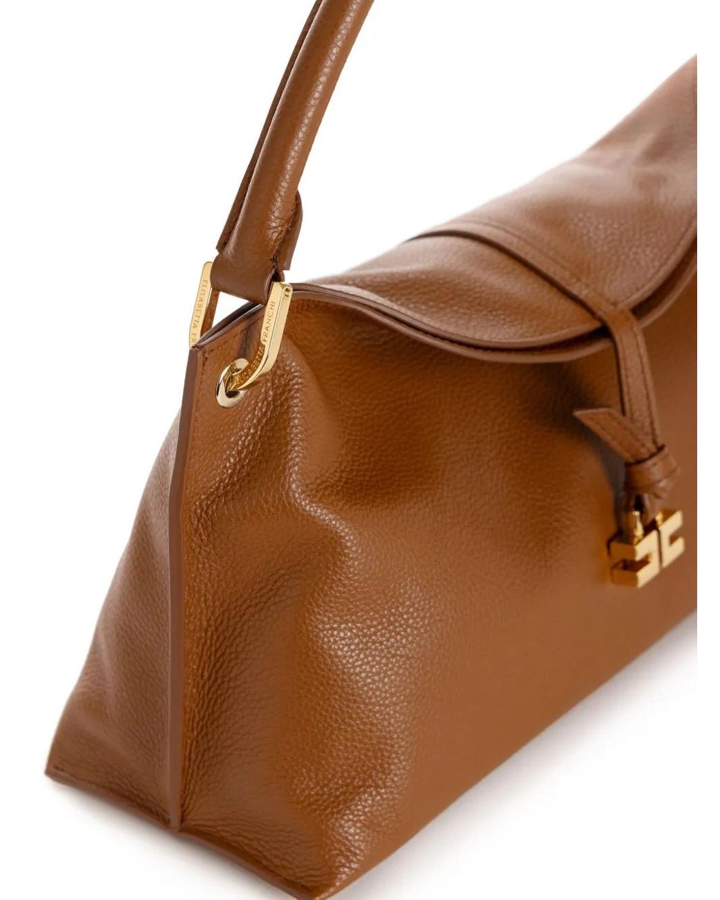 Elisabetta Franchi Brown Medium Boulevard Leather Handbag