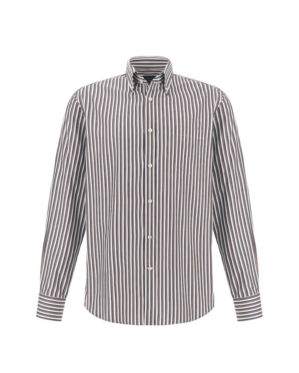 Paul & Shark Gray Striped Cotton Shirt for men