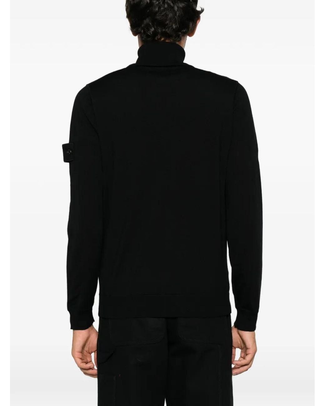 Maglione A Collo Alto Ghost Con Applicazione Logo di Stone Island in Black da Uomo