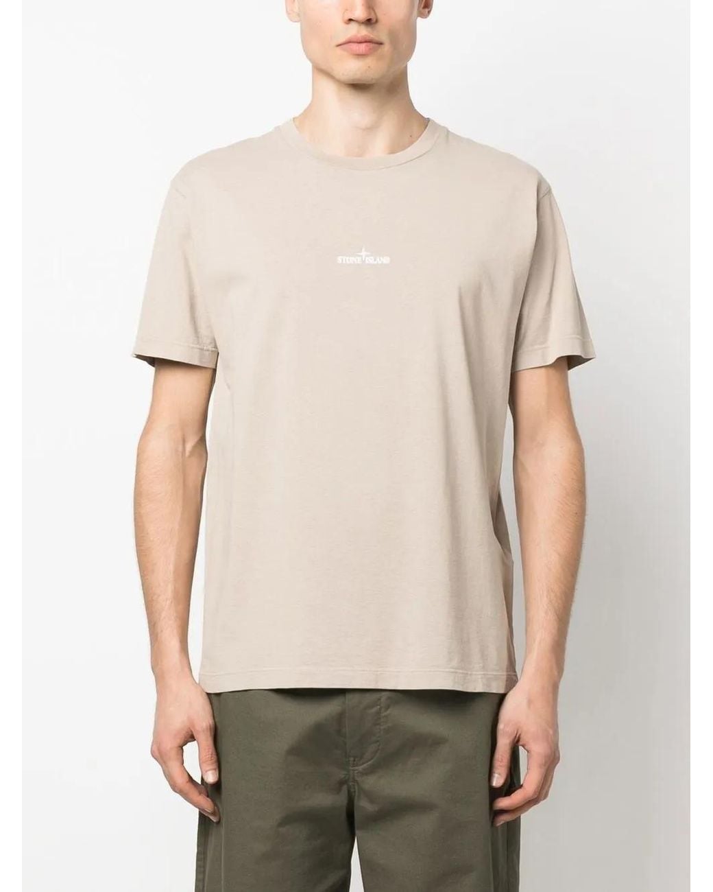 Stone Island Natural Logo-Print T-Shirt for men