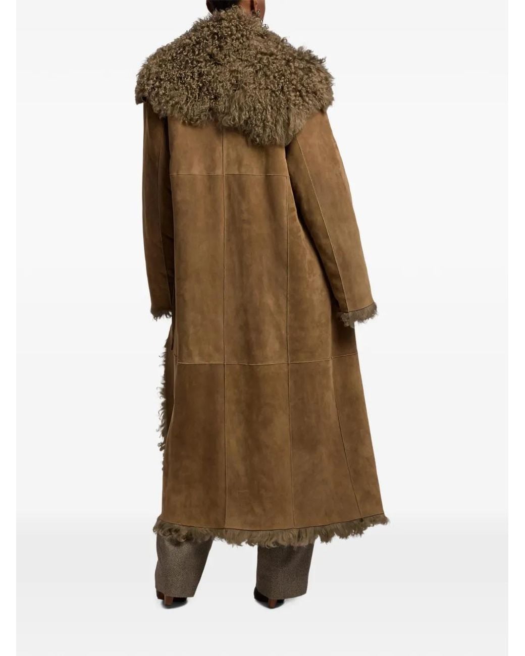 Ralph Lauren Brown Manteau En Peau Lainée À Design Réversible