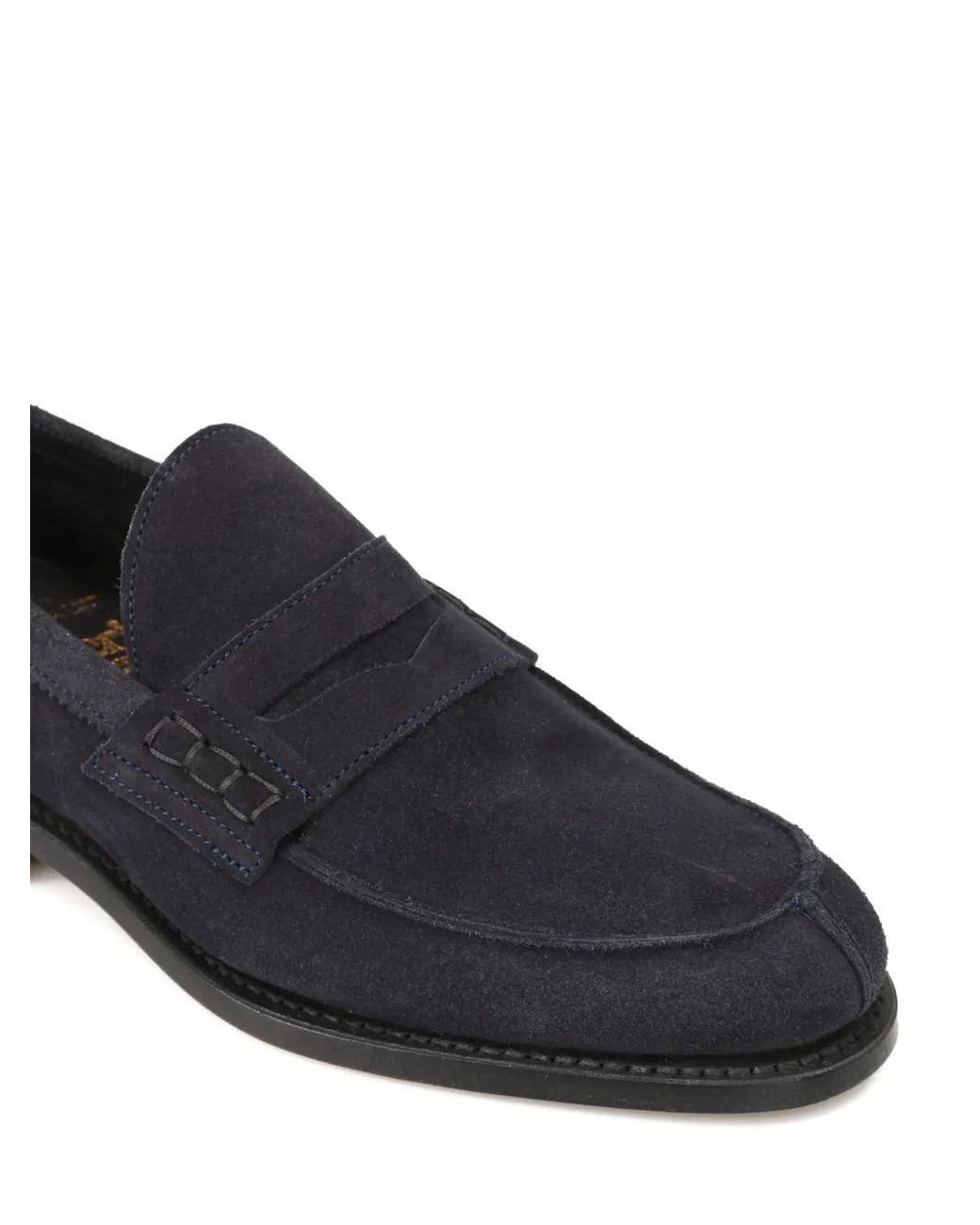 Tricker's Black Penny-Slot Suede Loafers for men