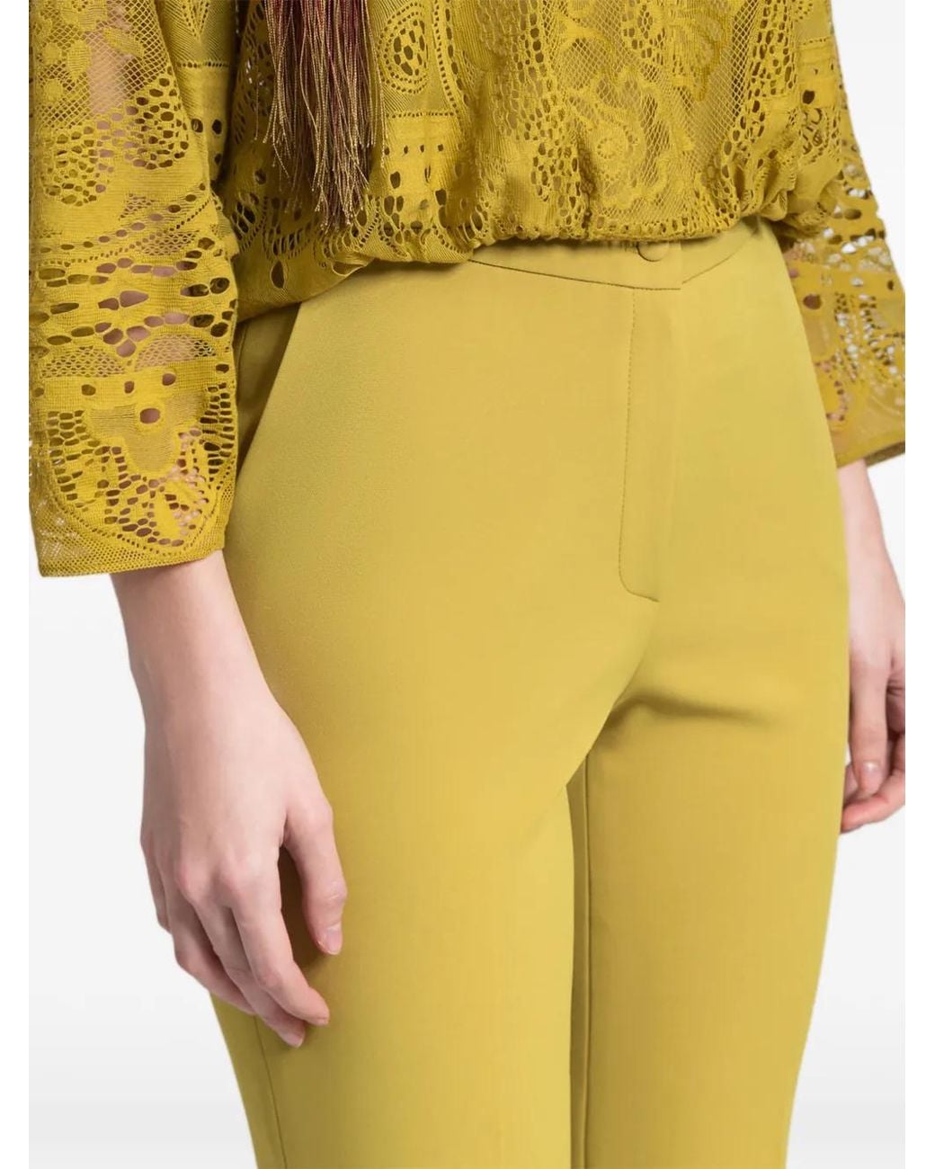Gemy Maalouf Yellow Pressed-Crease Straight-Leg Trousers