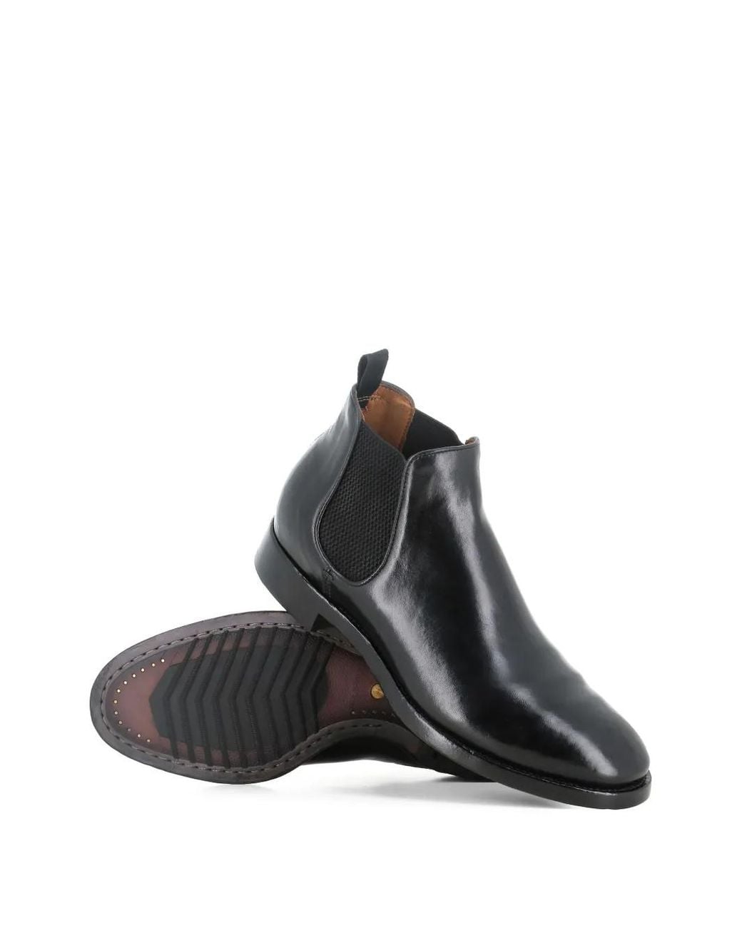 Officine Creative Black Elastic-Panel Leather Boots for men