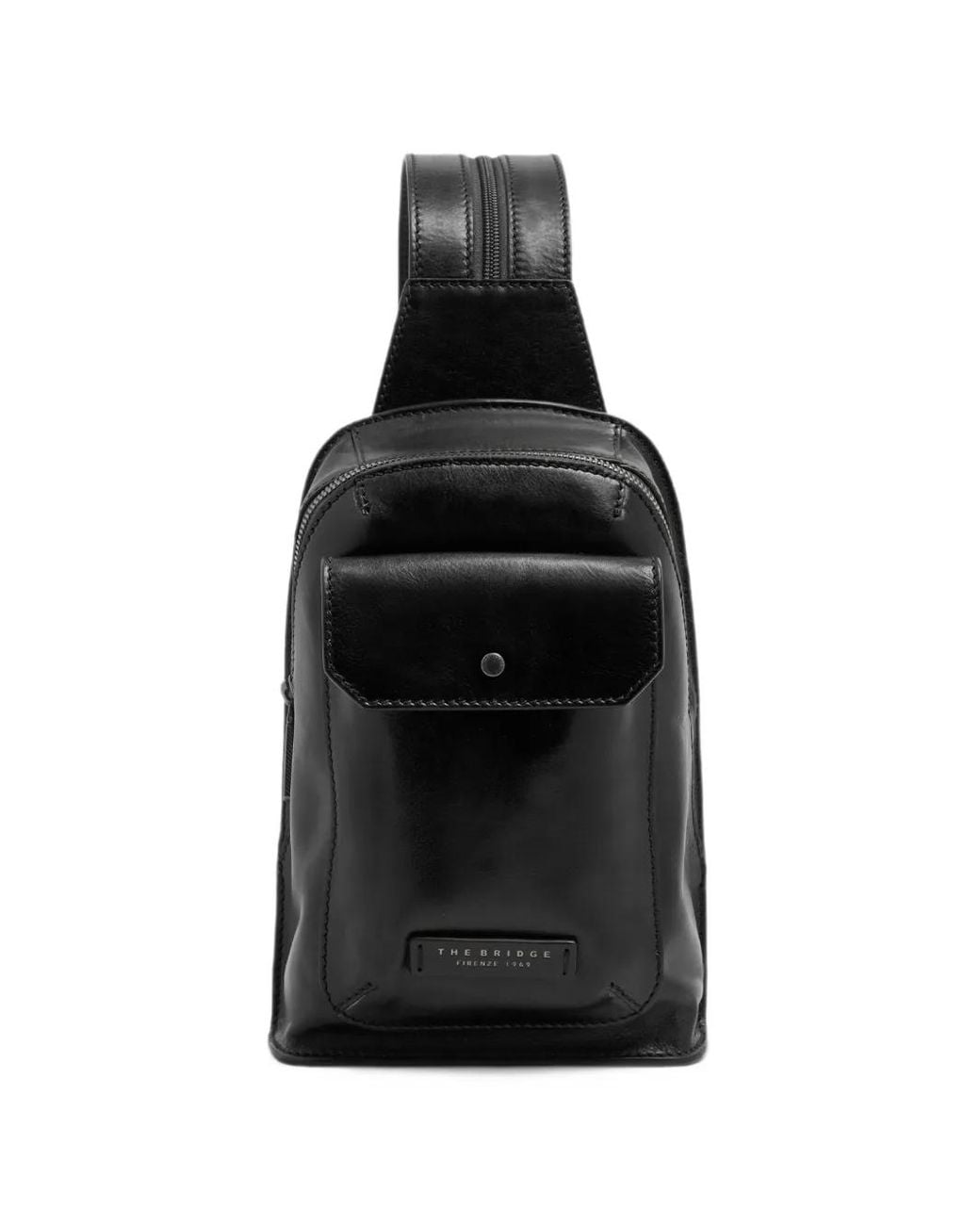The Bridge Black Mattia Leather Shoulder Bag for men