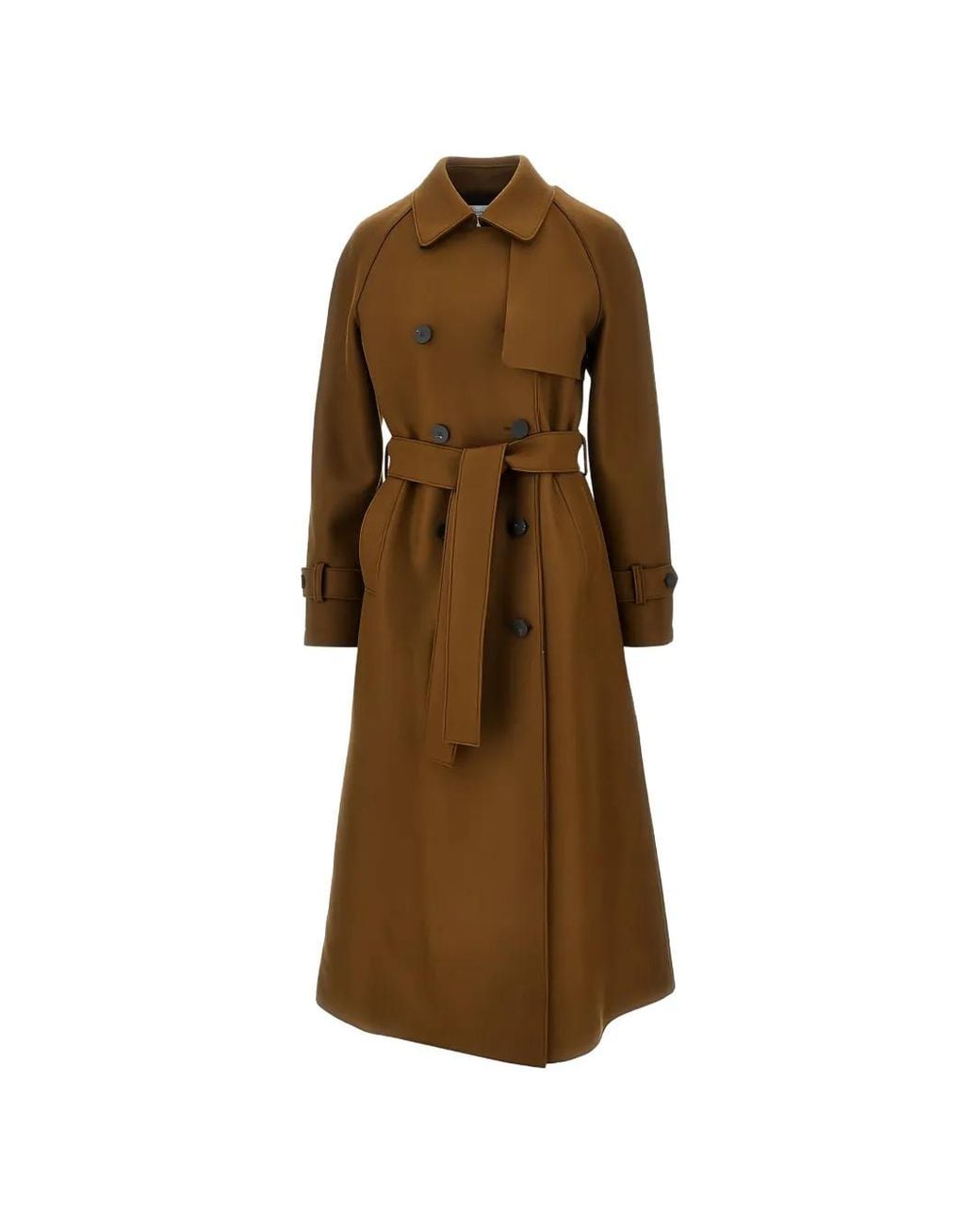 Harris Wharf London Brown Double-Breasted Belted Trench Coat