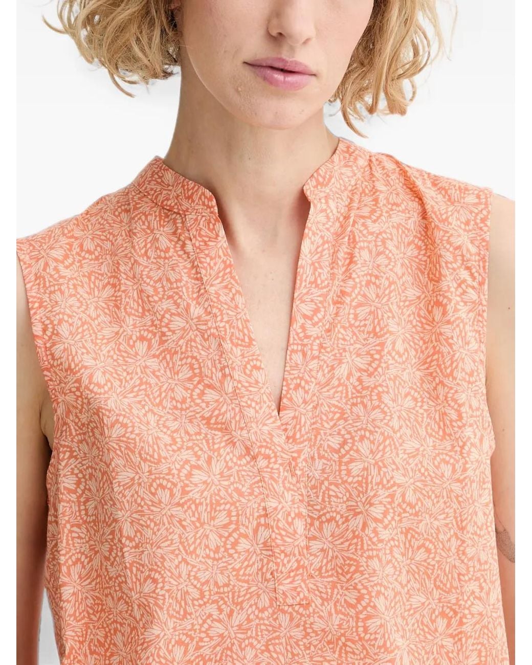 Marc O' Polo White Floral-Print Sleeveless Blouse