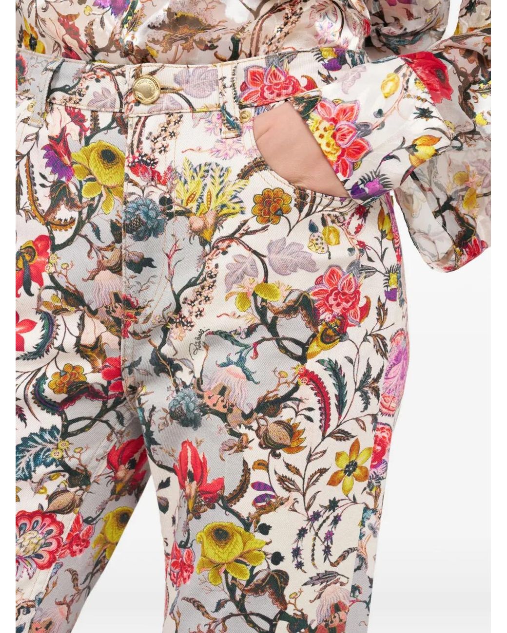 Roberto Cavalli White Florentine Flowers Trousers