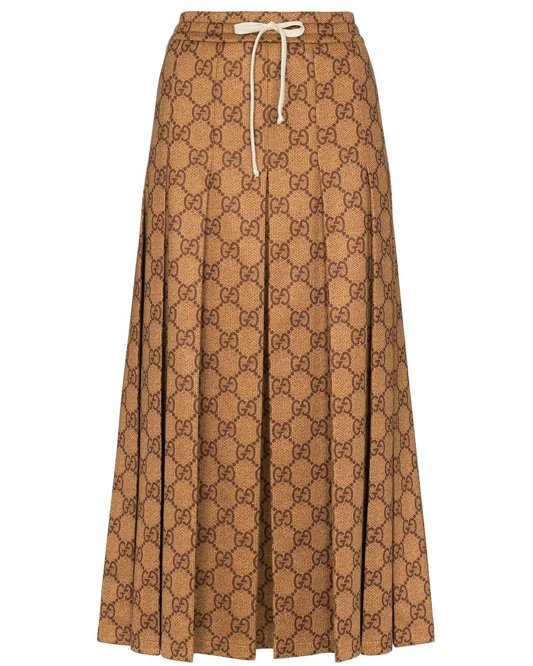 gucci-Brown-GG-Logo-Print-Midi