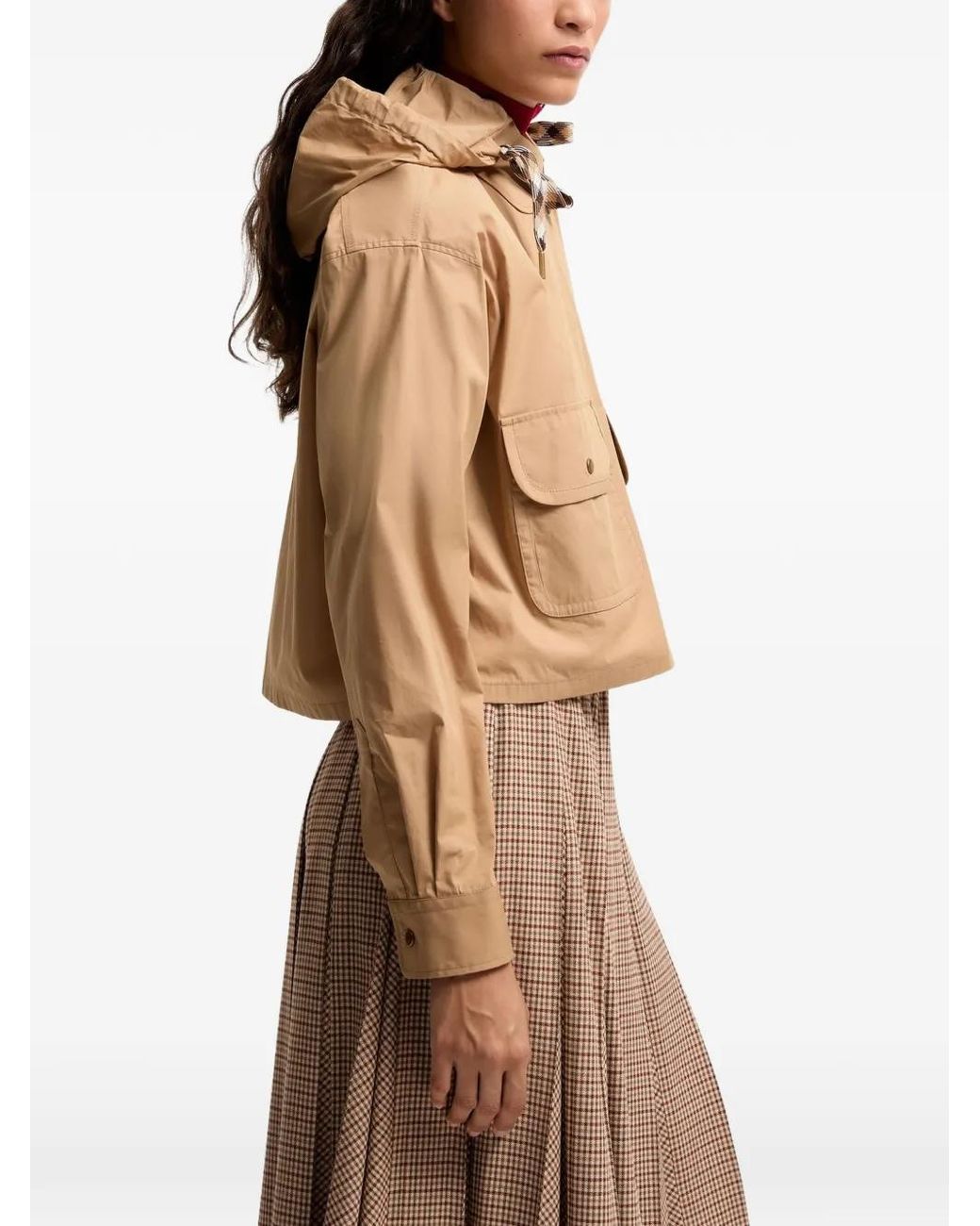 Moncler Natural Cotton Blend Hooded Shirt Jacket