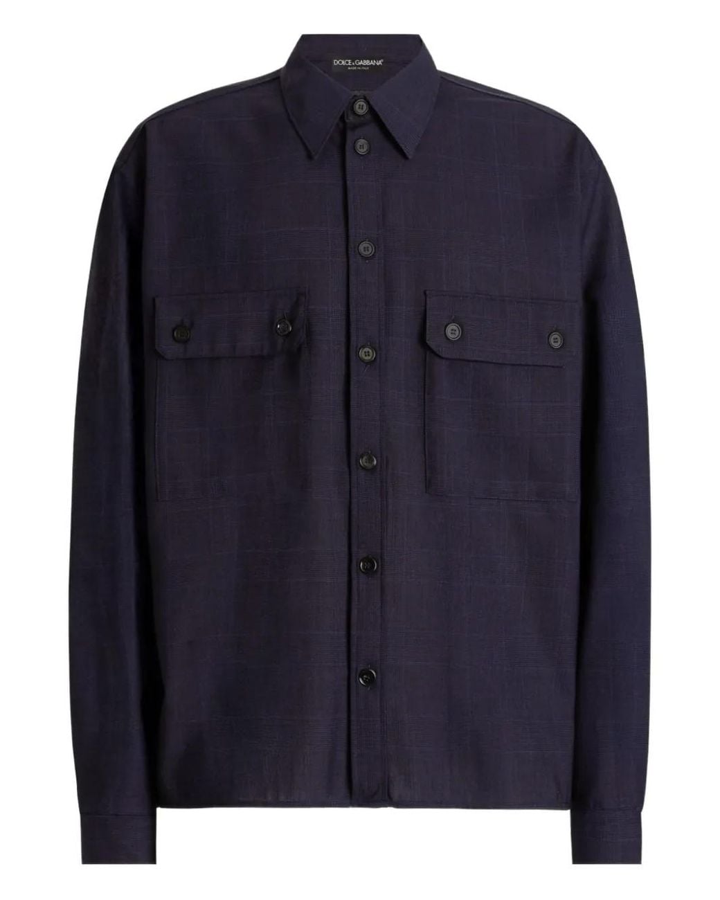 Dolce & Gabbana Blue Glen Plaid Shirt for men