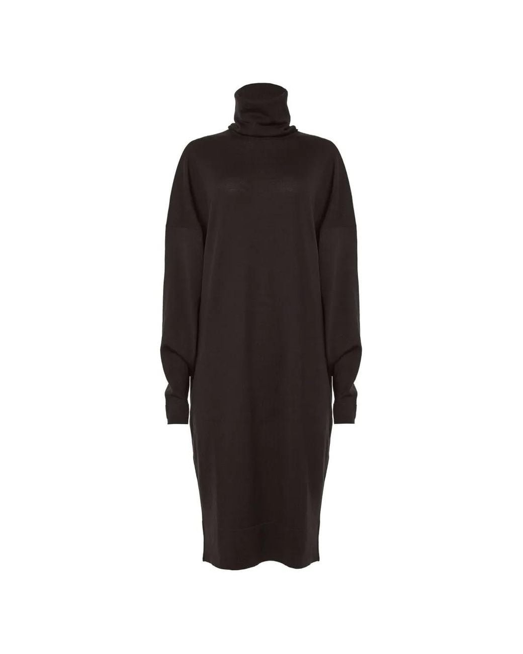 Wolford Black Merino-Wool Turtleneck Midi Dress